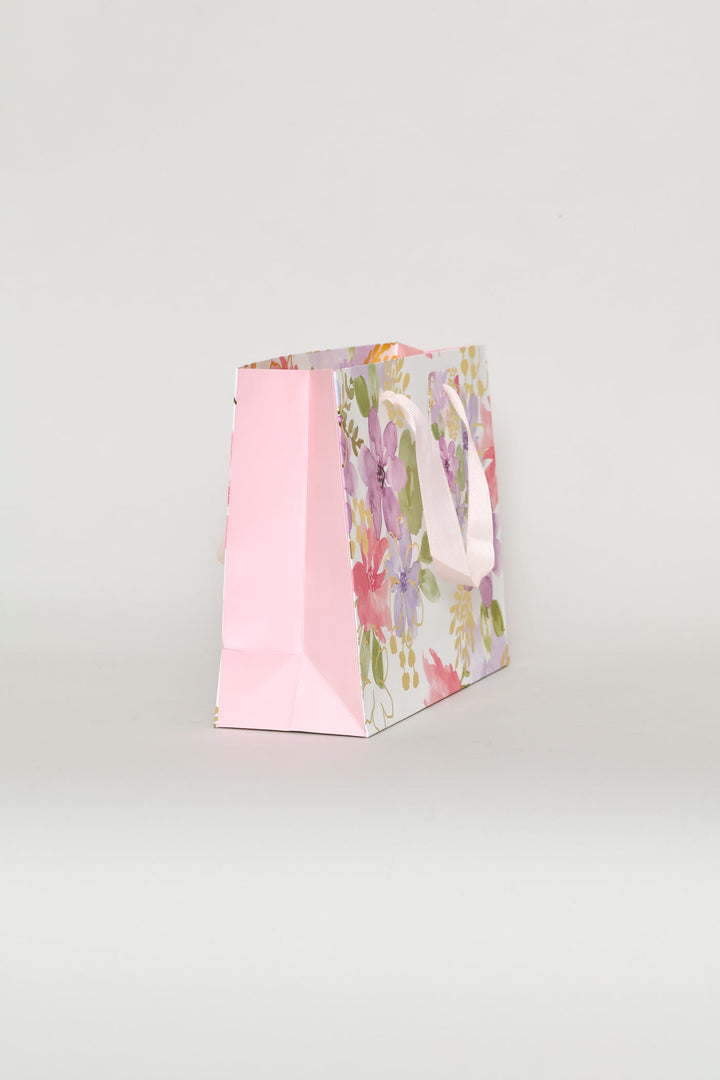 Pastel Floral Watercolour Gift Bag - Purple