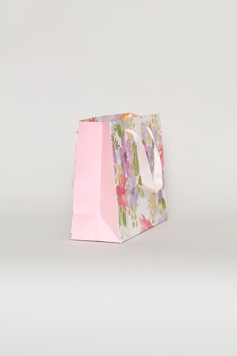 Pastel Floral Watercolour Gift Bag - Purple