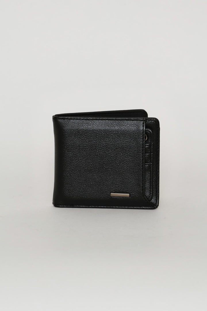 Metal Badge Card Holder Wallet - Black