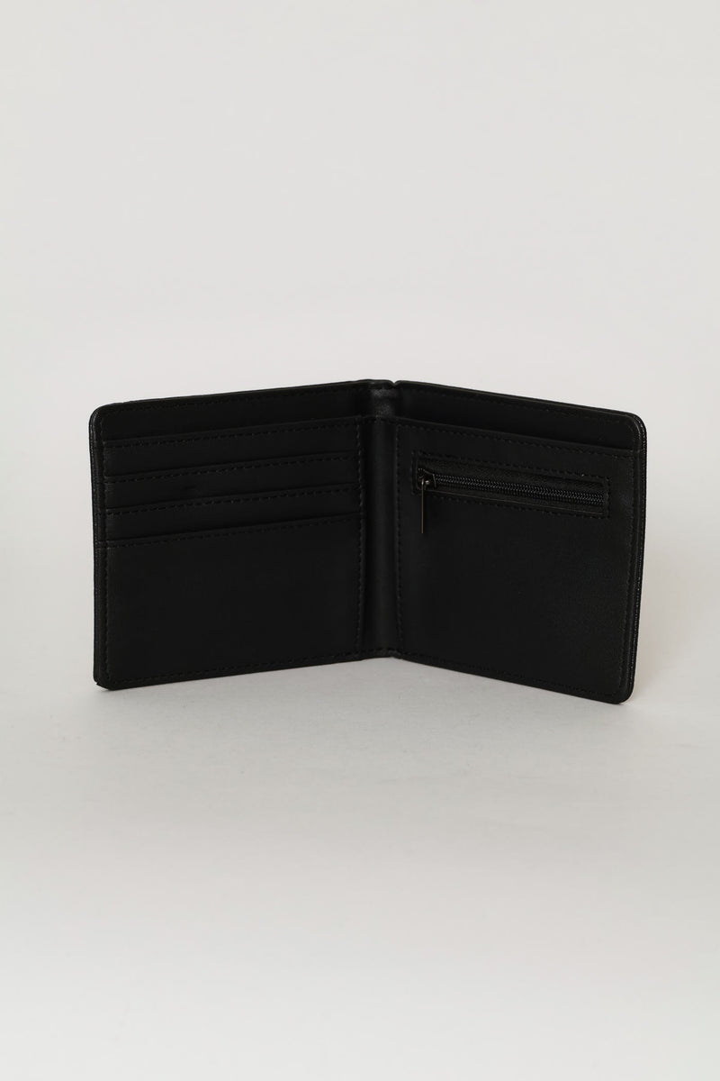 Metal Badge Card Holder Wallet - Black