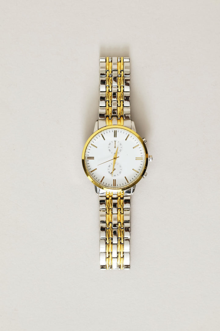 Multi Metal Three Inset Dial Watch - Gold/Silver
