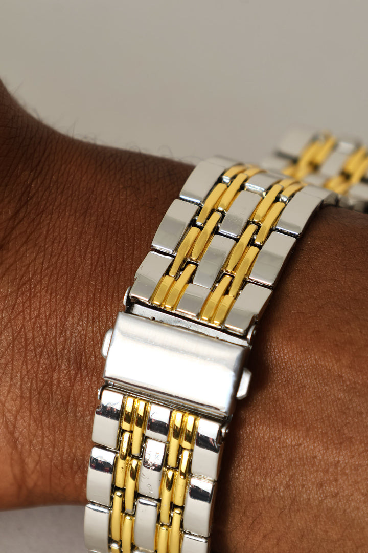 Multi Metal Three Inset Dial Watch - Gold/Silver