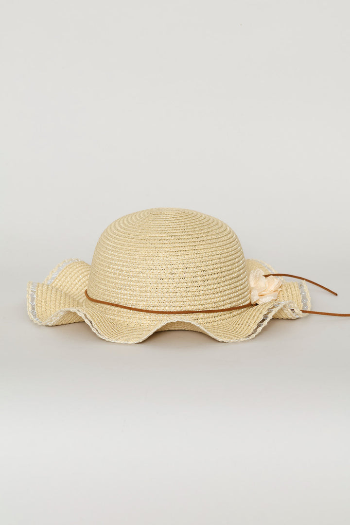 Pre-Girls Flower Trim Sunhat - Nude