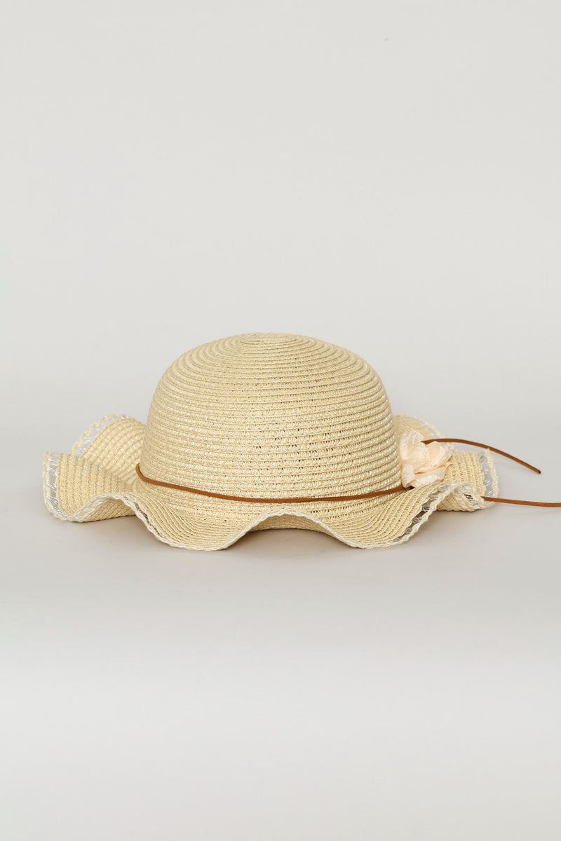Pre-Girls Flower Trim Sunhat - Nude