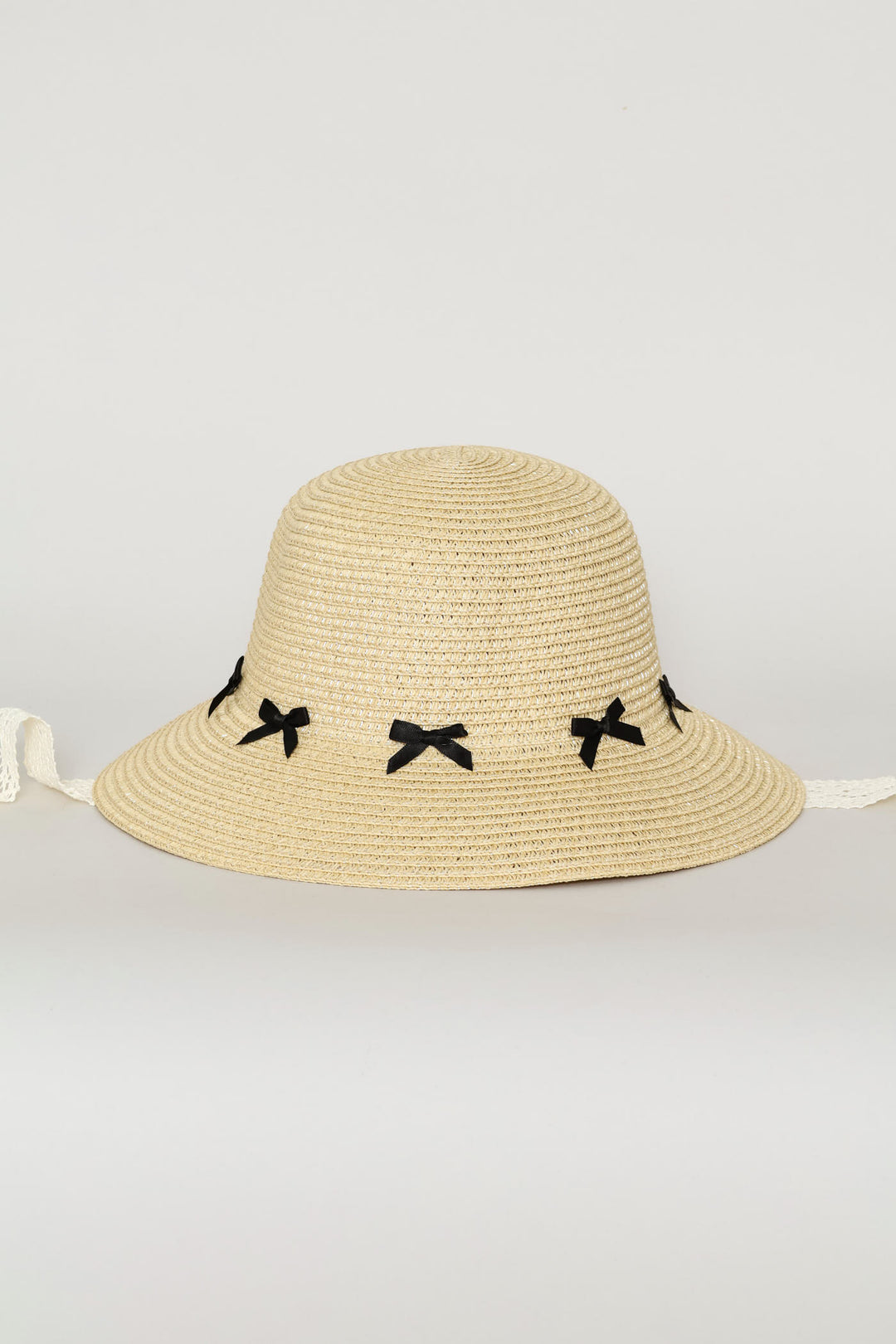 Girls 3D Bows Straw Hat - Nude