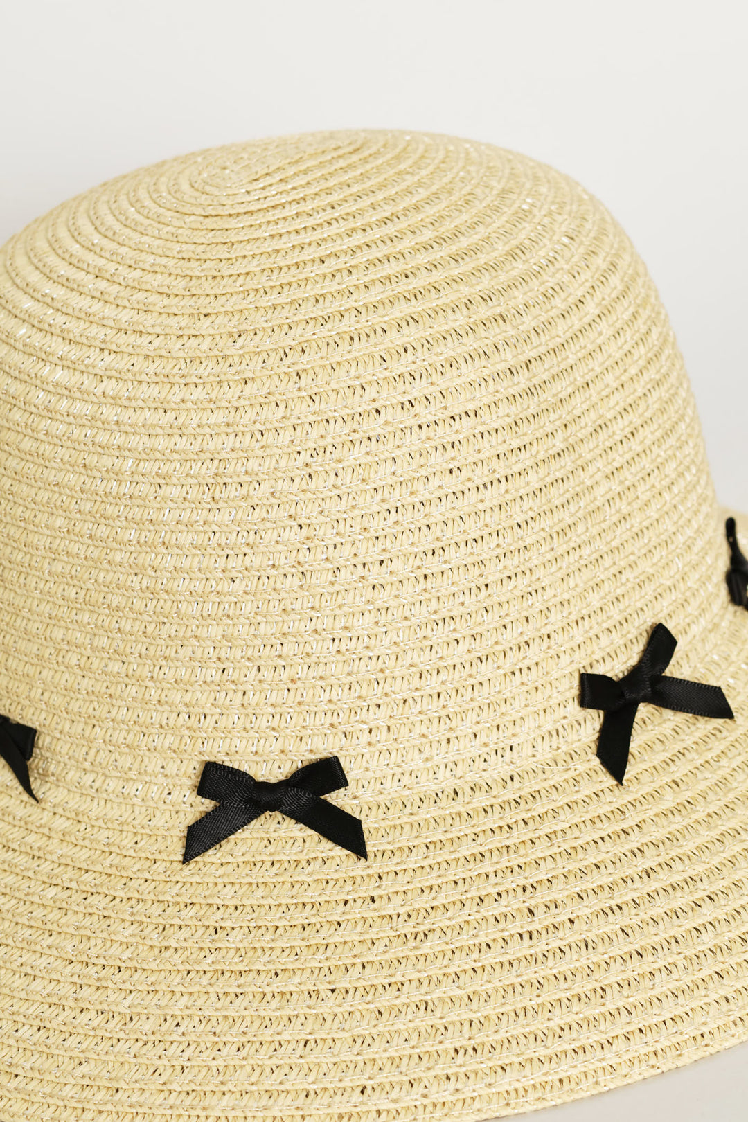 Girls 3D Bows Straw Hat - Nude