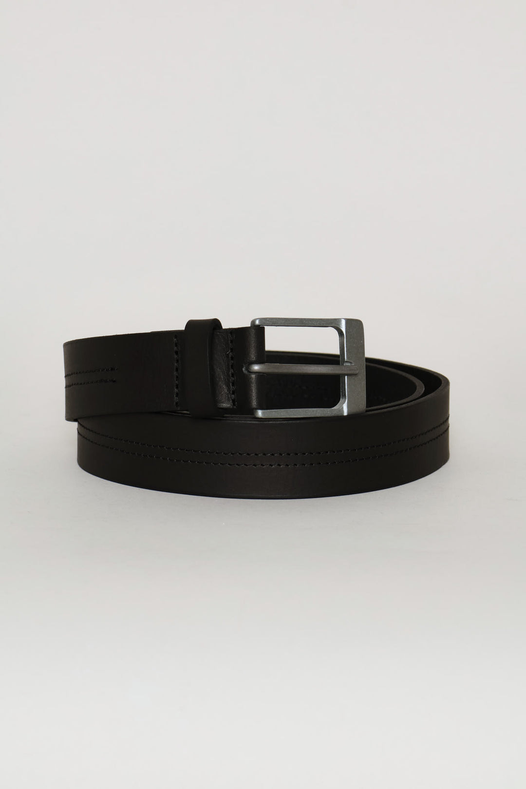 Belt With Stitching Detail - Black