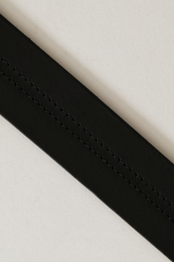 Belt With Stitching Detail - Black