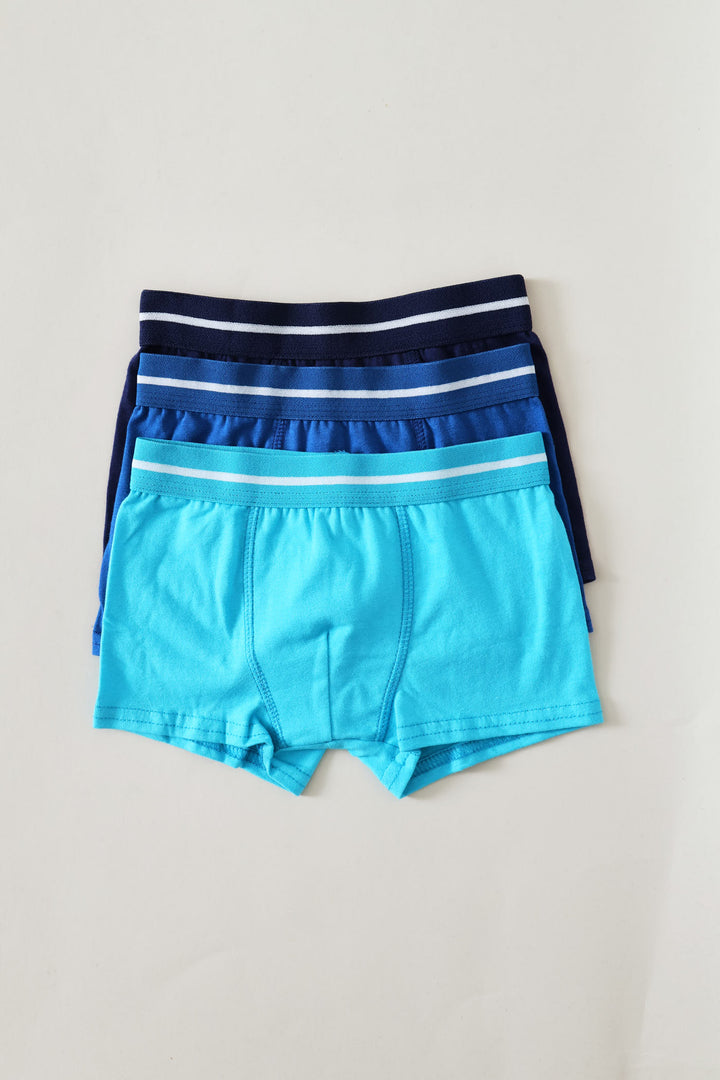 Pre-Boys 3 Pack Plain Boxers - Blue