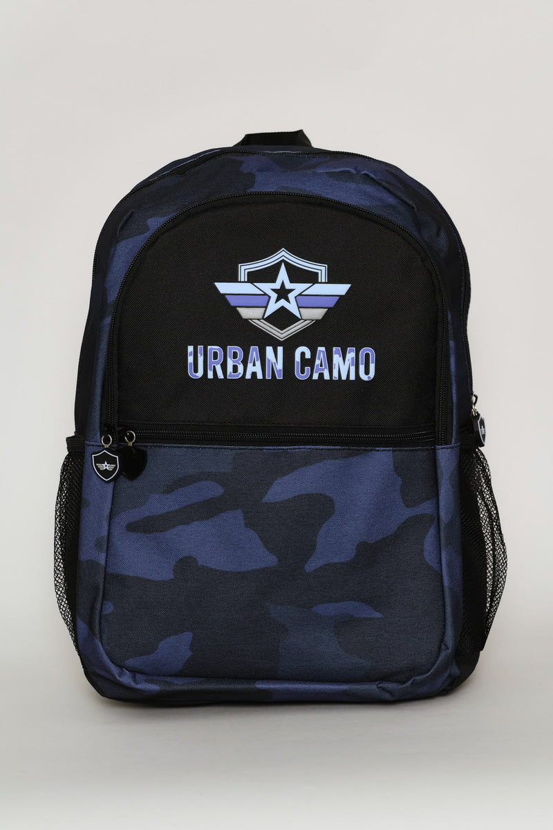 Boys Urban Camo Fashion Backpack - Grey