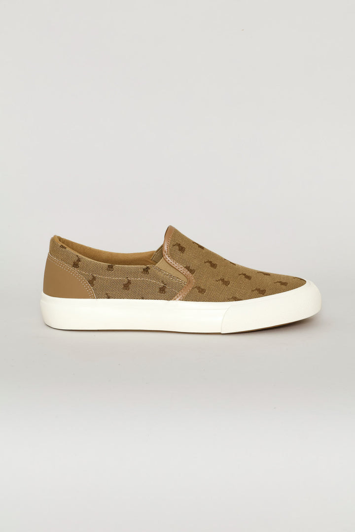 Jacquard Monogram Slip On Sneaker - Stone