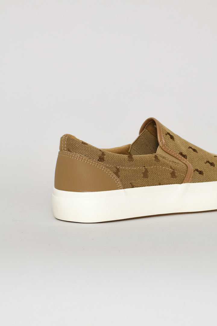 Jacquard Monogram Slip On Sneaker - Stone
