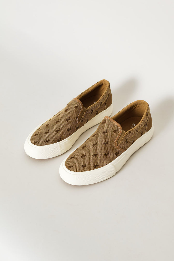 Jacquard Monogram Slip On Sneaker - Stone