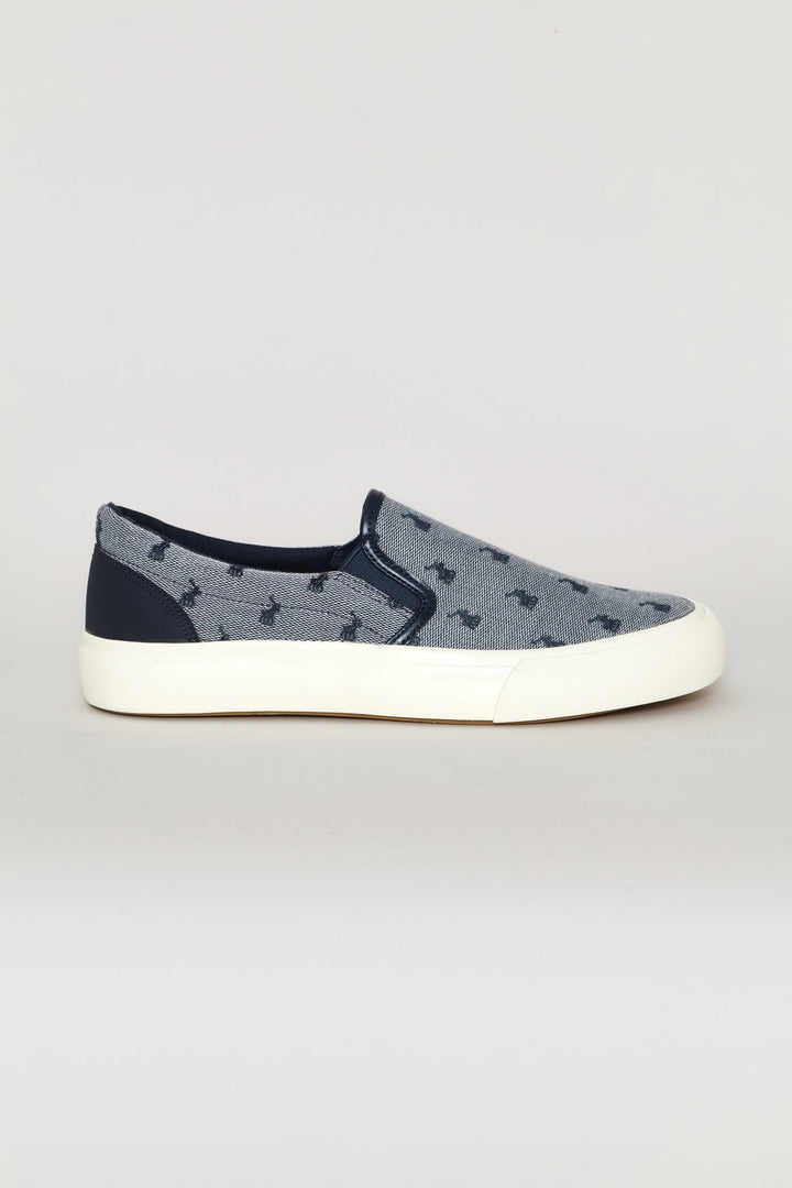 Jacquard Monogram Slip On Sneaker - Navy