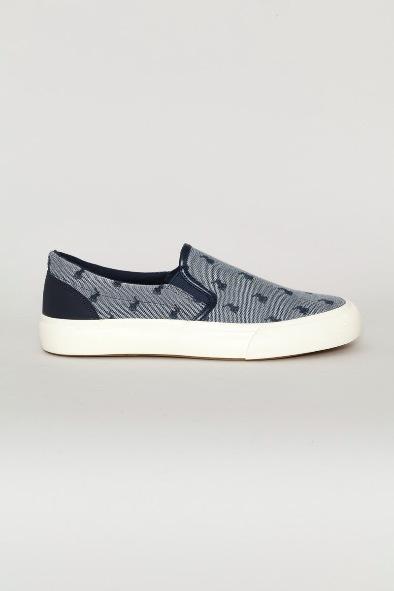 Jacquard Monogram Slip On Sneaker - Navy