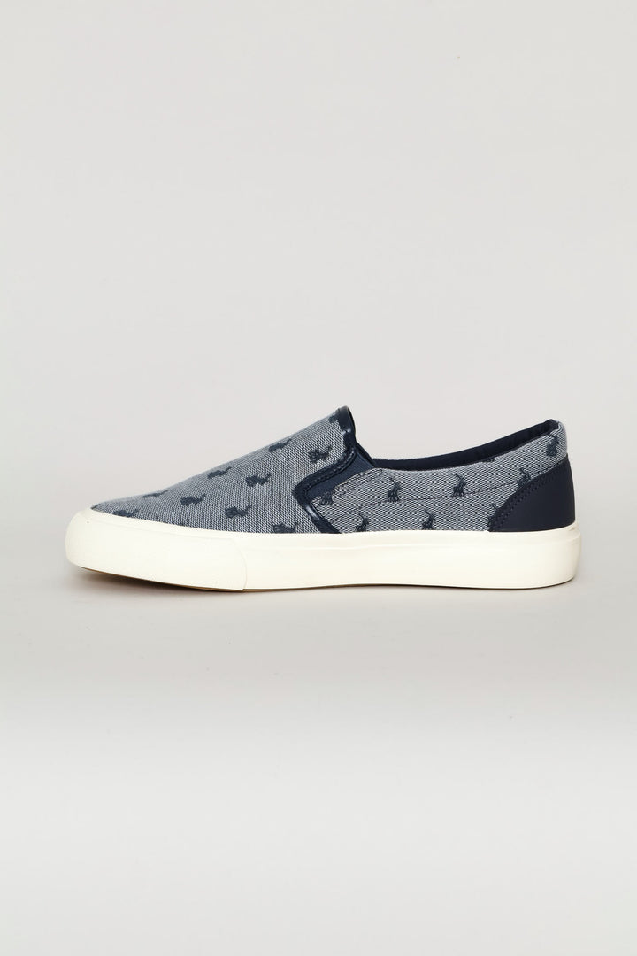 Jacquard Monogram Slip On Sneaker - Navy