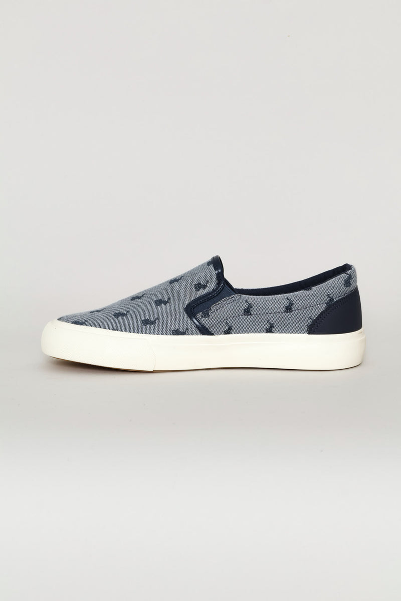 Jacquard Monogram Slip On Sneaker - Navy