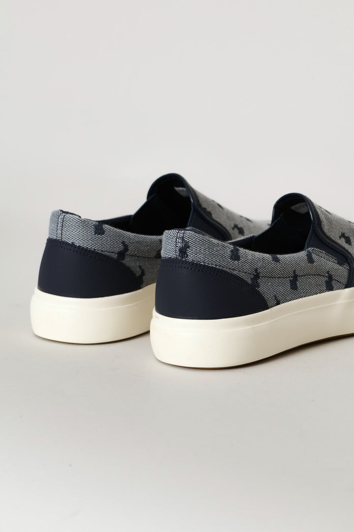 Jacquard Monogram Slip On Sneaker - Navy