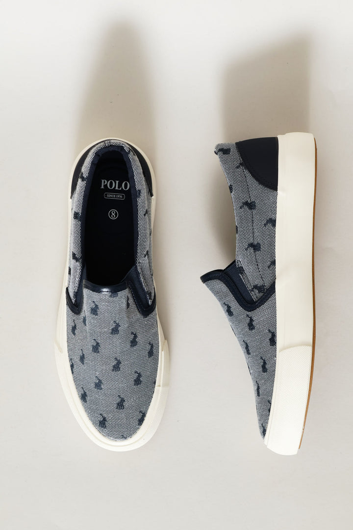 Jacquard Monogram Slip On Sneaker - Navy