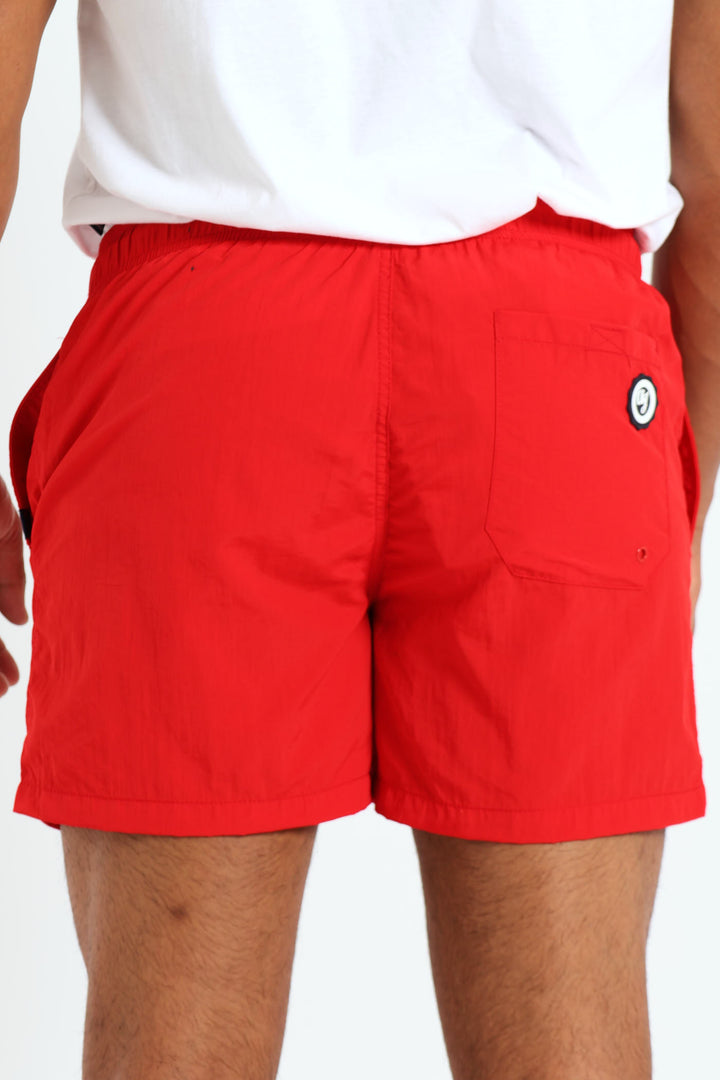 Felt Applique Swim Short - Red