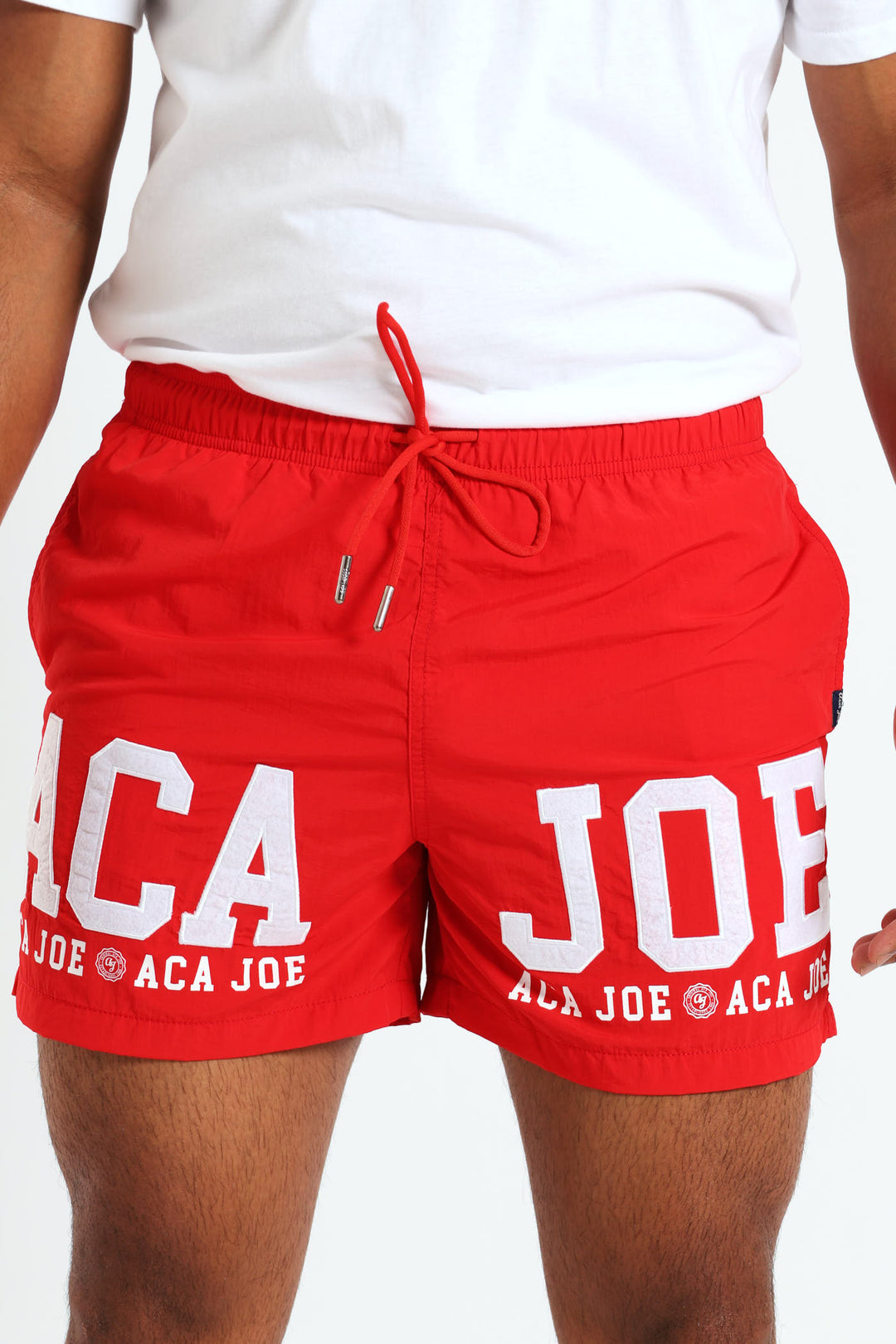 Felt Applique Swim Short - Red