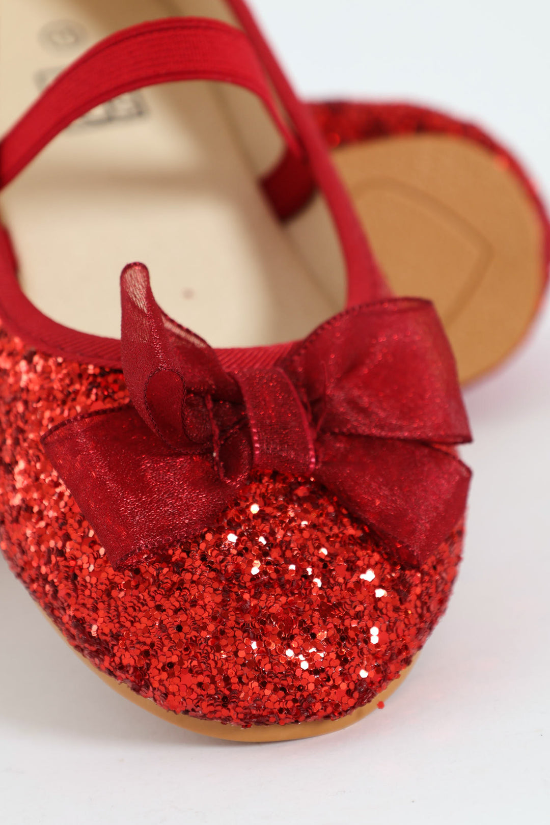 Pre-Girls Glitter Bow Pump - Red