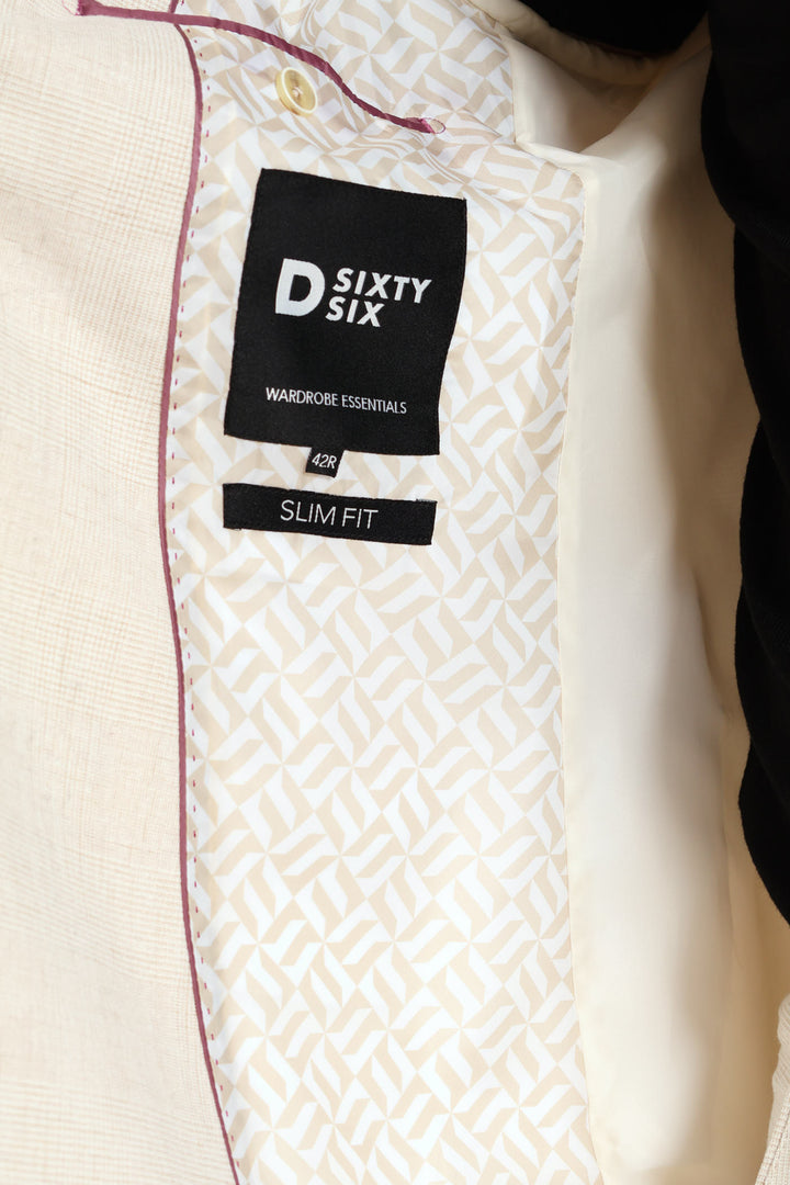 Glen Check Double Breasted Blazer - Cream