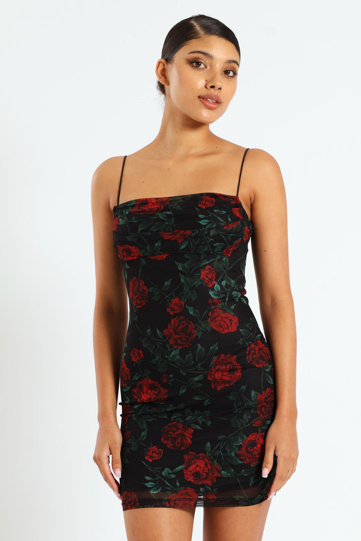 Mini Dress With Ruching And An Underbust Cutline - Black