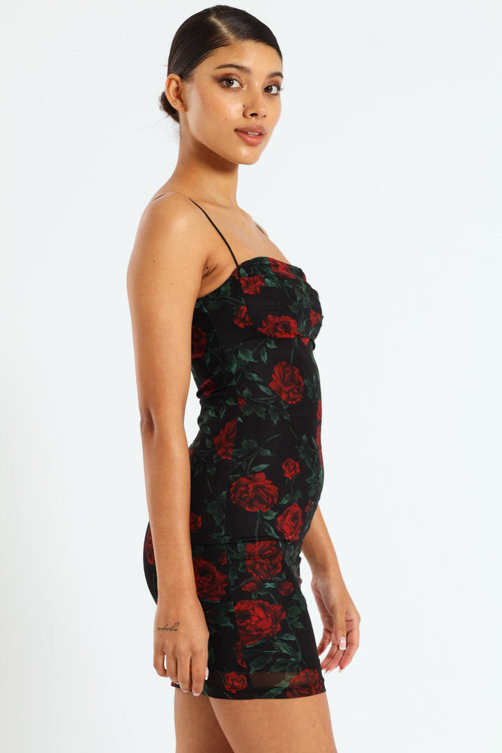 Mini Dress With Ruching And An Underbust Cutline - Black