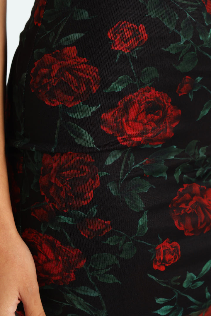 Mini Dress With Ruching And An Underbust Cutline - Black