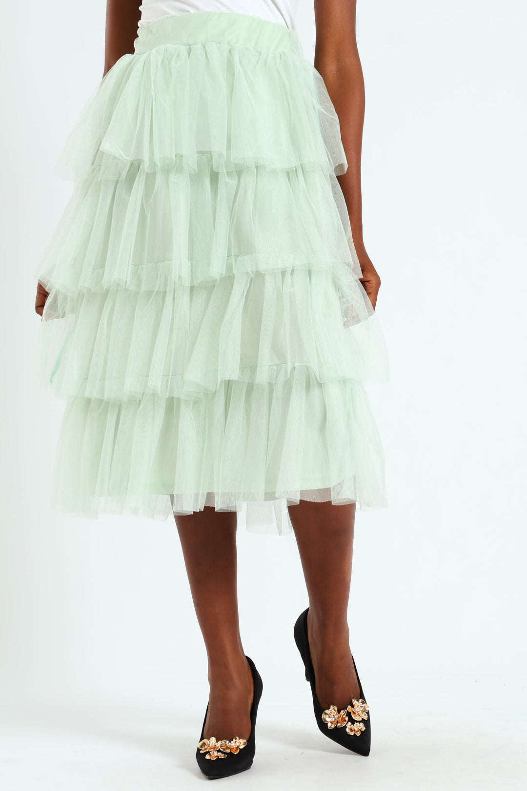 Rara Tiered Midi Skirt - Mint