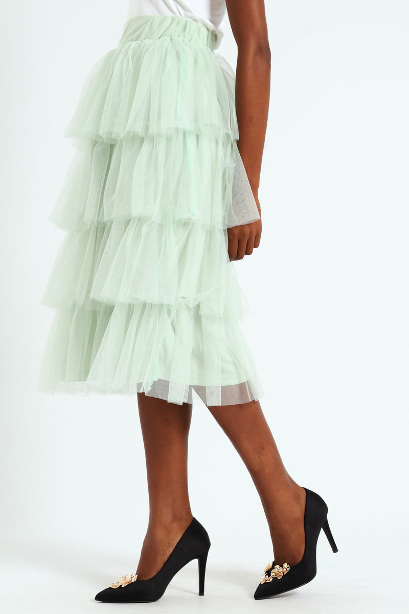 Rara Tiered Midi Skirt - Mint