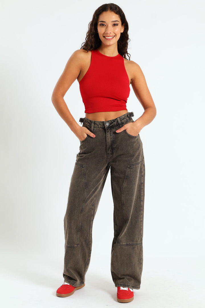 Worker Barrel Jean - Black/Brown