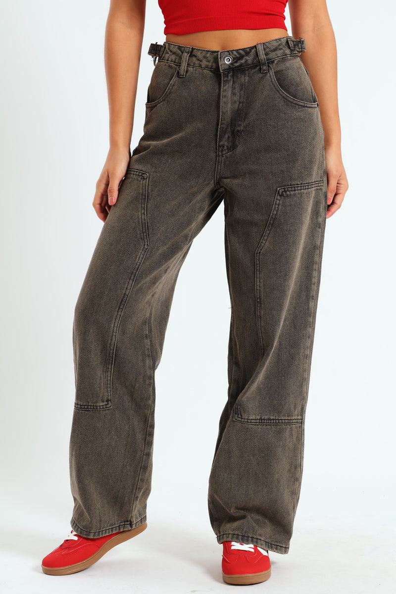 Worker Barrel Jean - Black/Brown
