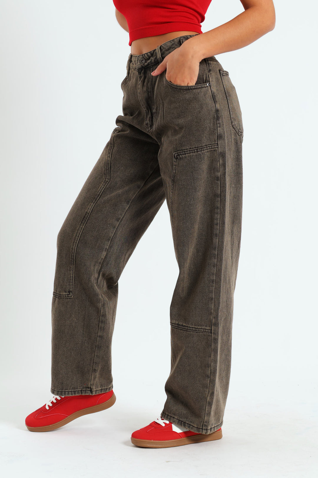 Worker Barrel Jean - Black/Brown