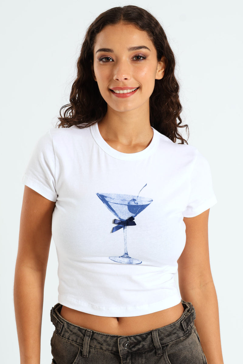 Bowtini Baby Tee - White