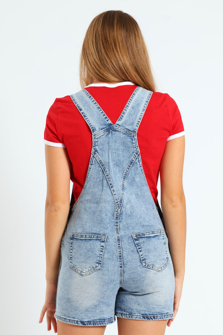 Girls Denim Dungaree - Light Blue