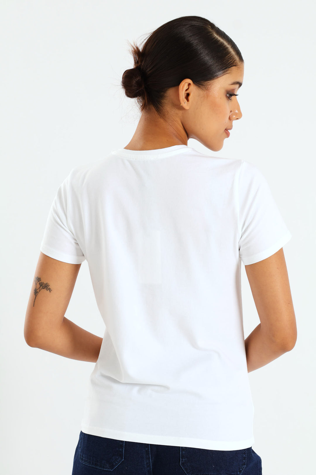Regular Fit Bling Logo Top - White