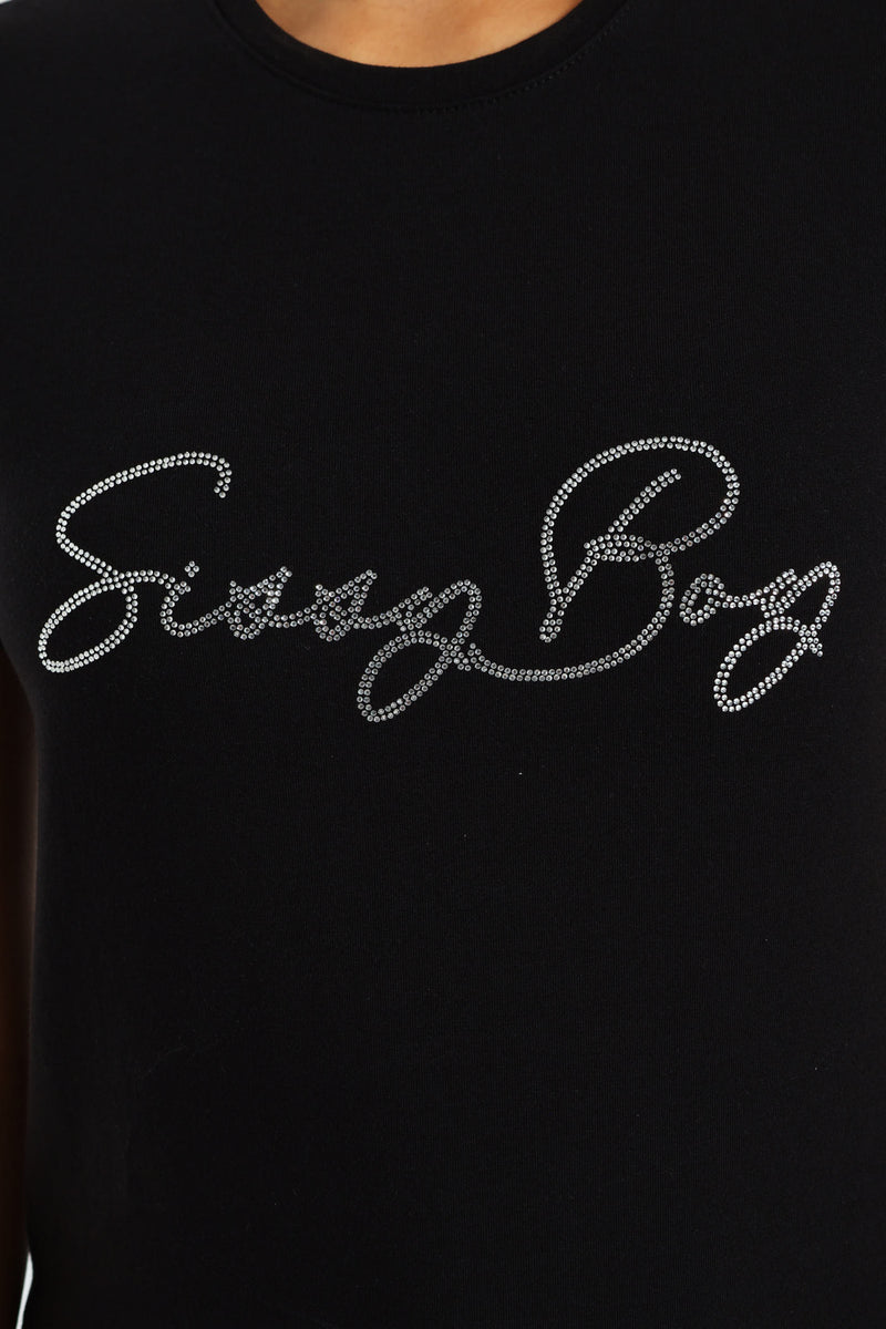 Regular Fit Multi-Technique Logo Top - Black