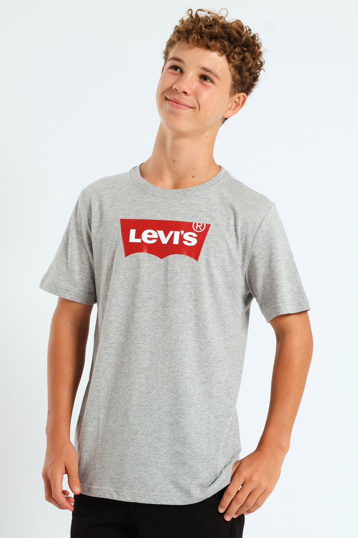 Boys Core Bat Logo Tee - Grey