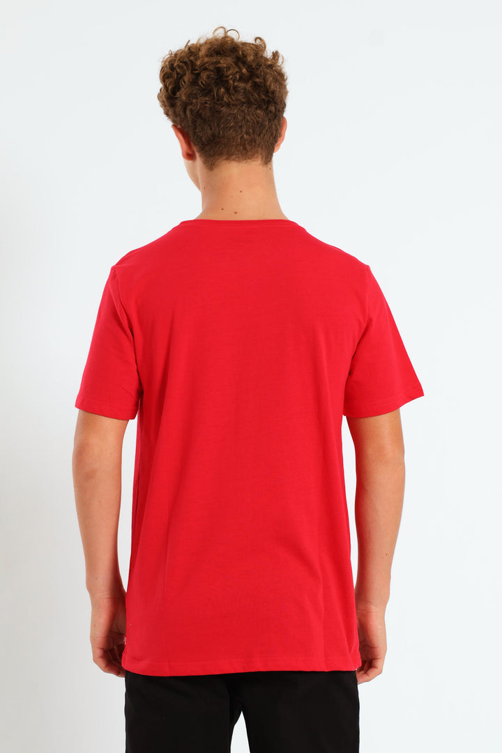 Boys Core Bat Logo Print Tee - Red