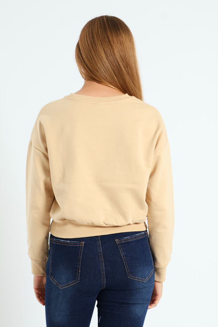 Girls New York Fleece Top - Stone