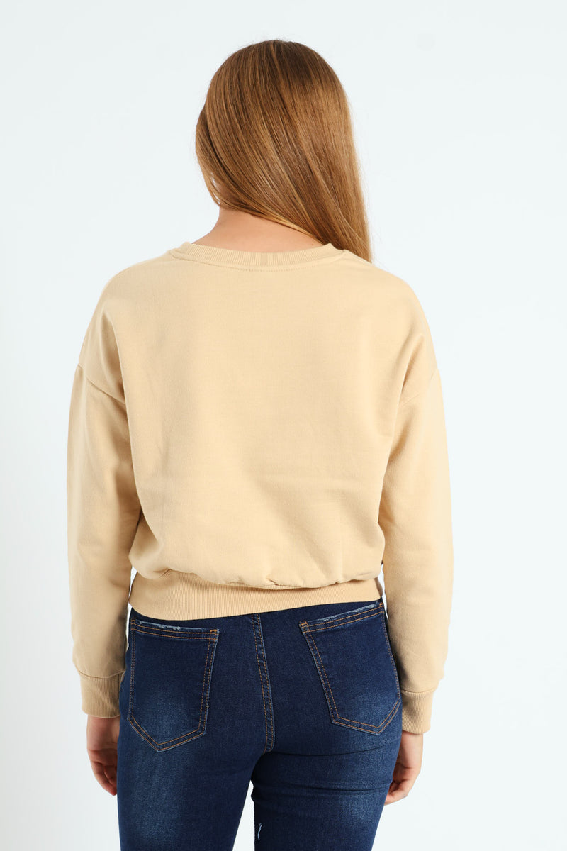 Girls New York Fleece Top - Stone