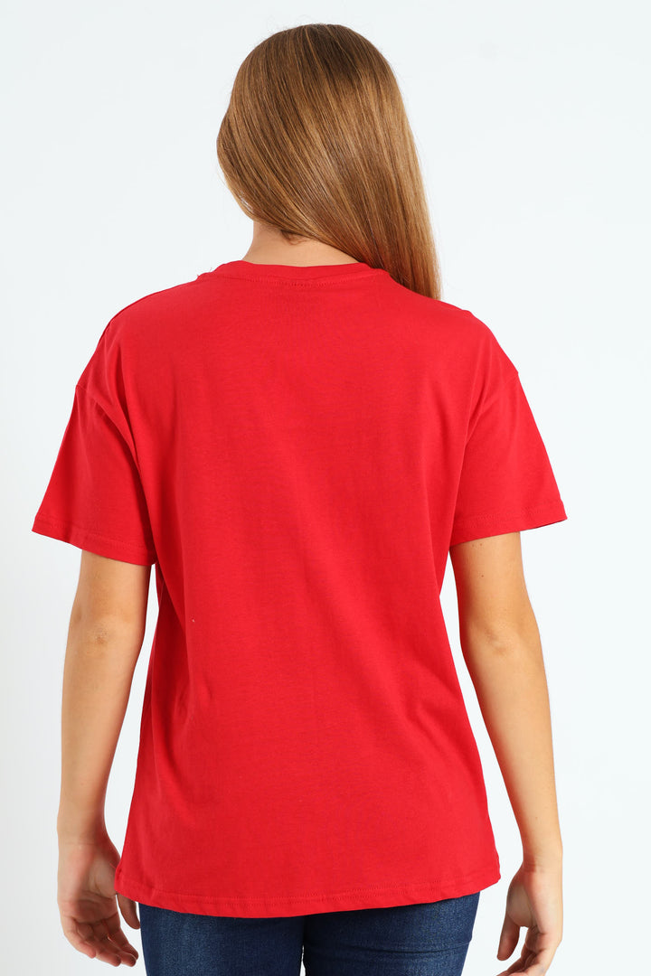 Girls Je T'Aime Oversized Tee - Red