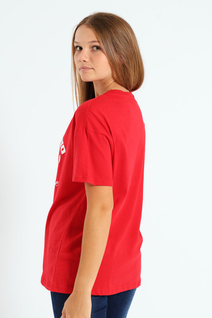 Girls Je T'Aime Oversized Tee - Red