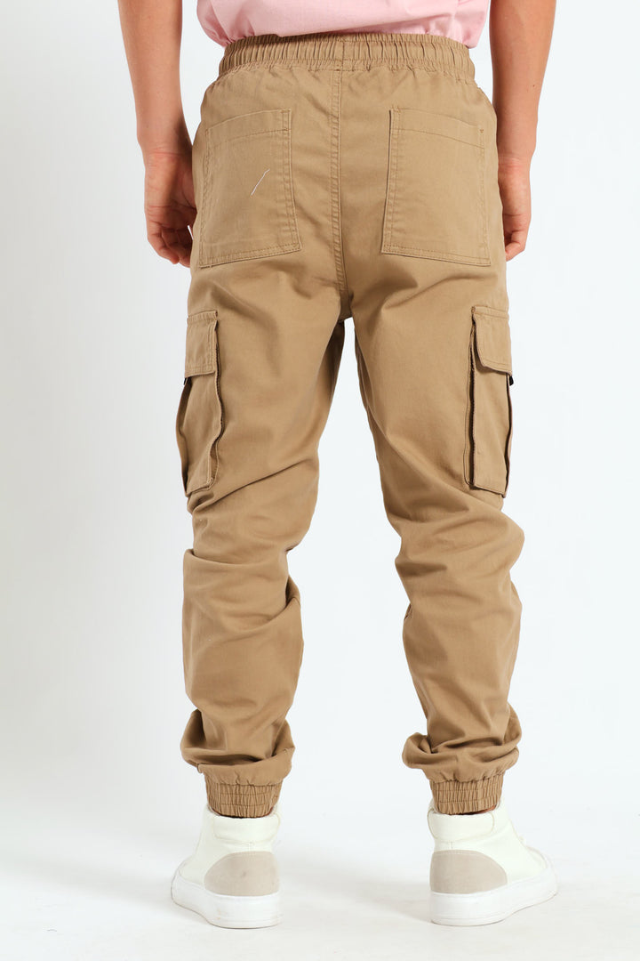 Boys Cargo Jogger Pants - Stone
