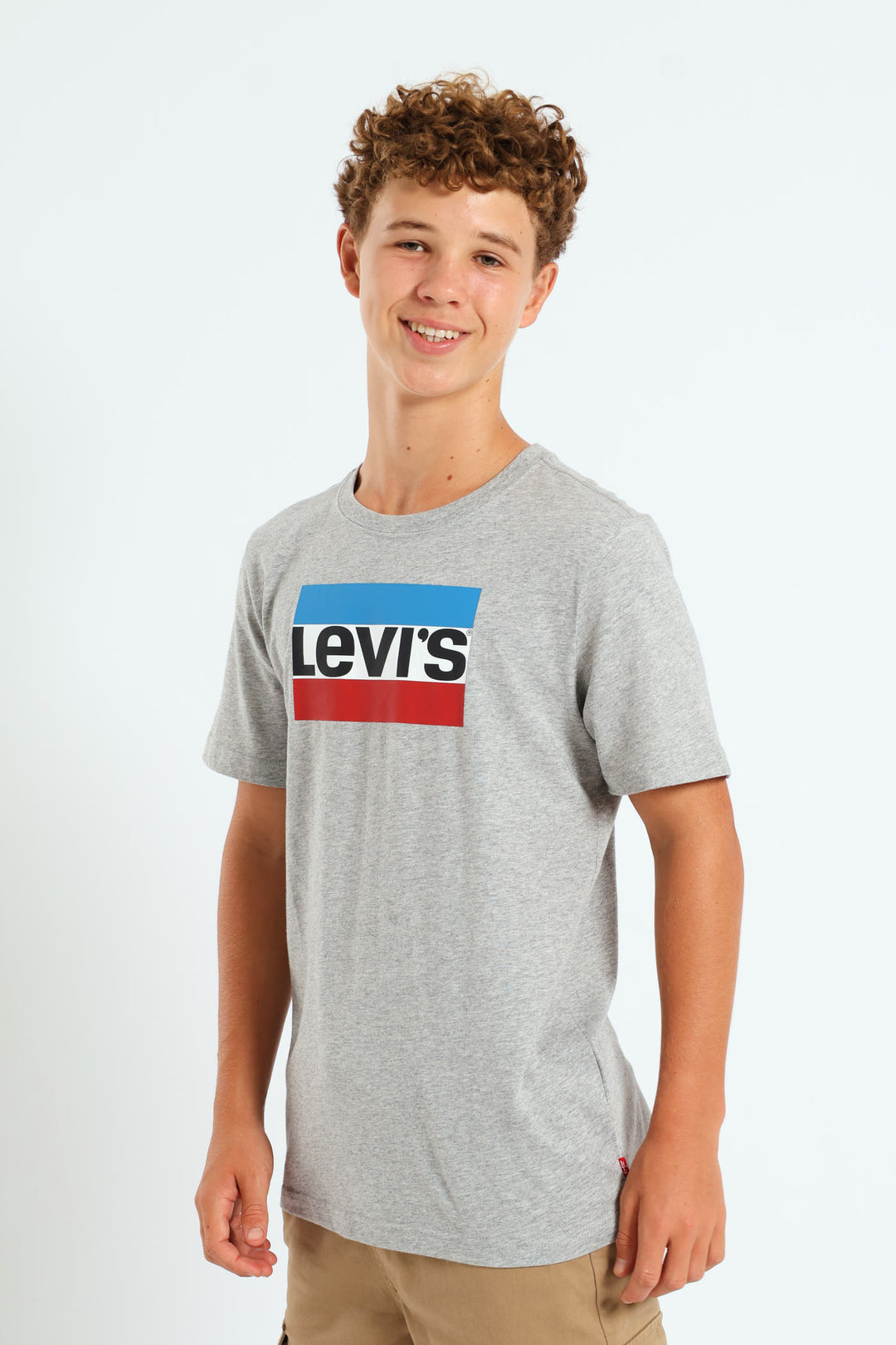 Boys Chest Block Print Tee - Grey