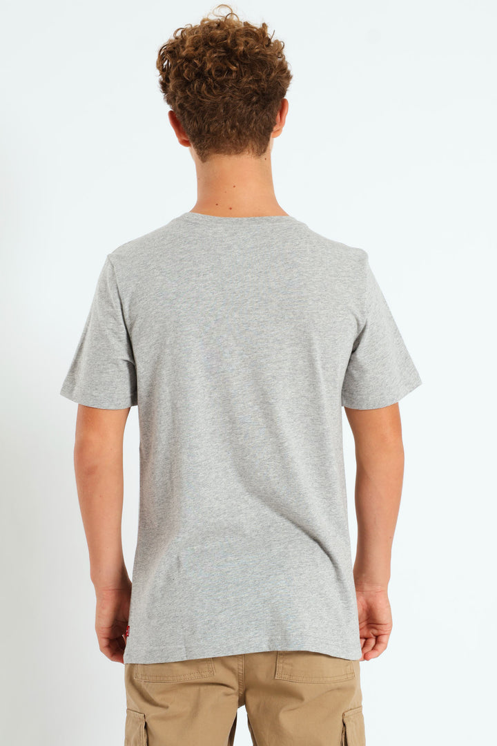Boys Chest Block Print Tee - Grey