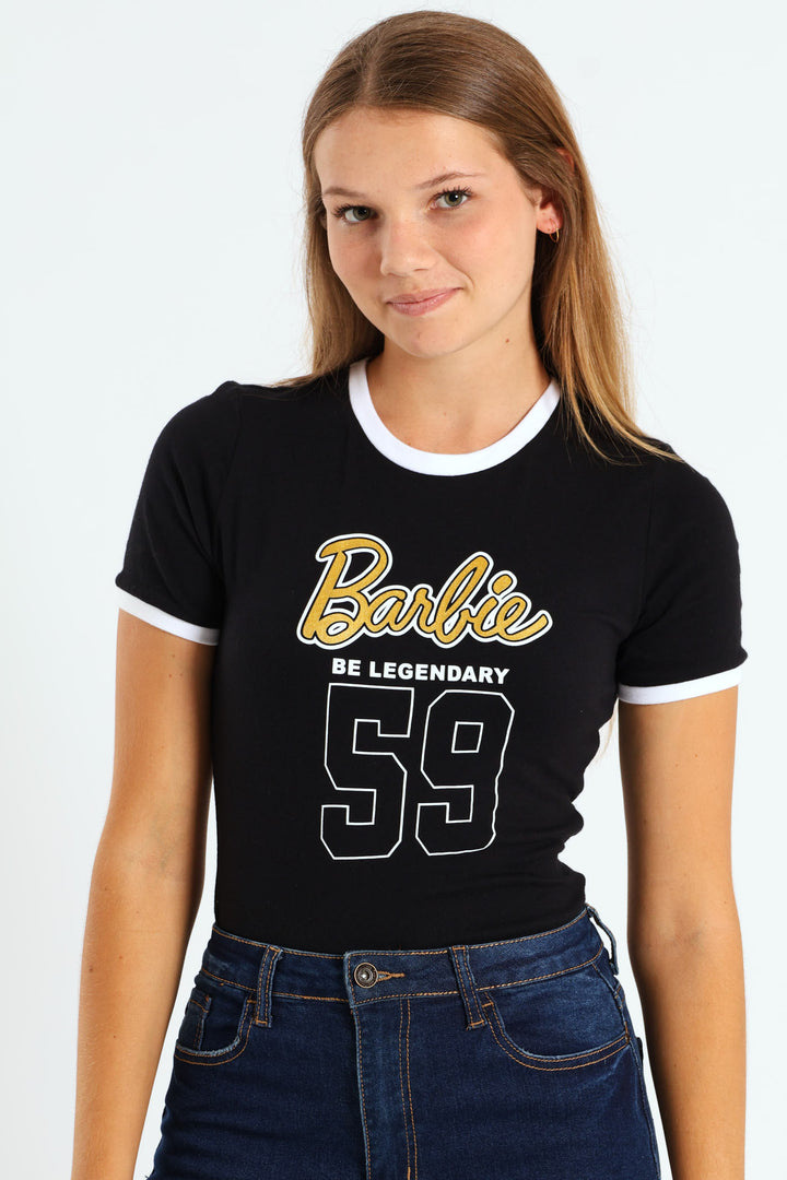 Girls Barbie Bodysuit - Black