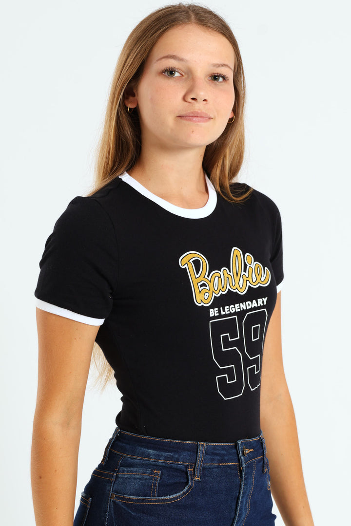 Girls Barbie Bodysuit - Black